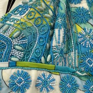 Beaded Blue Floral Embellished Top